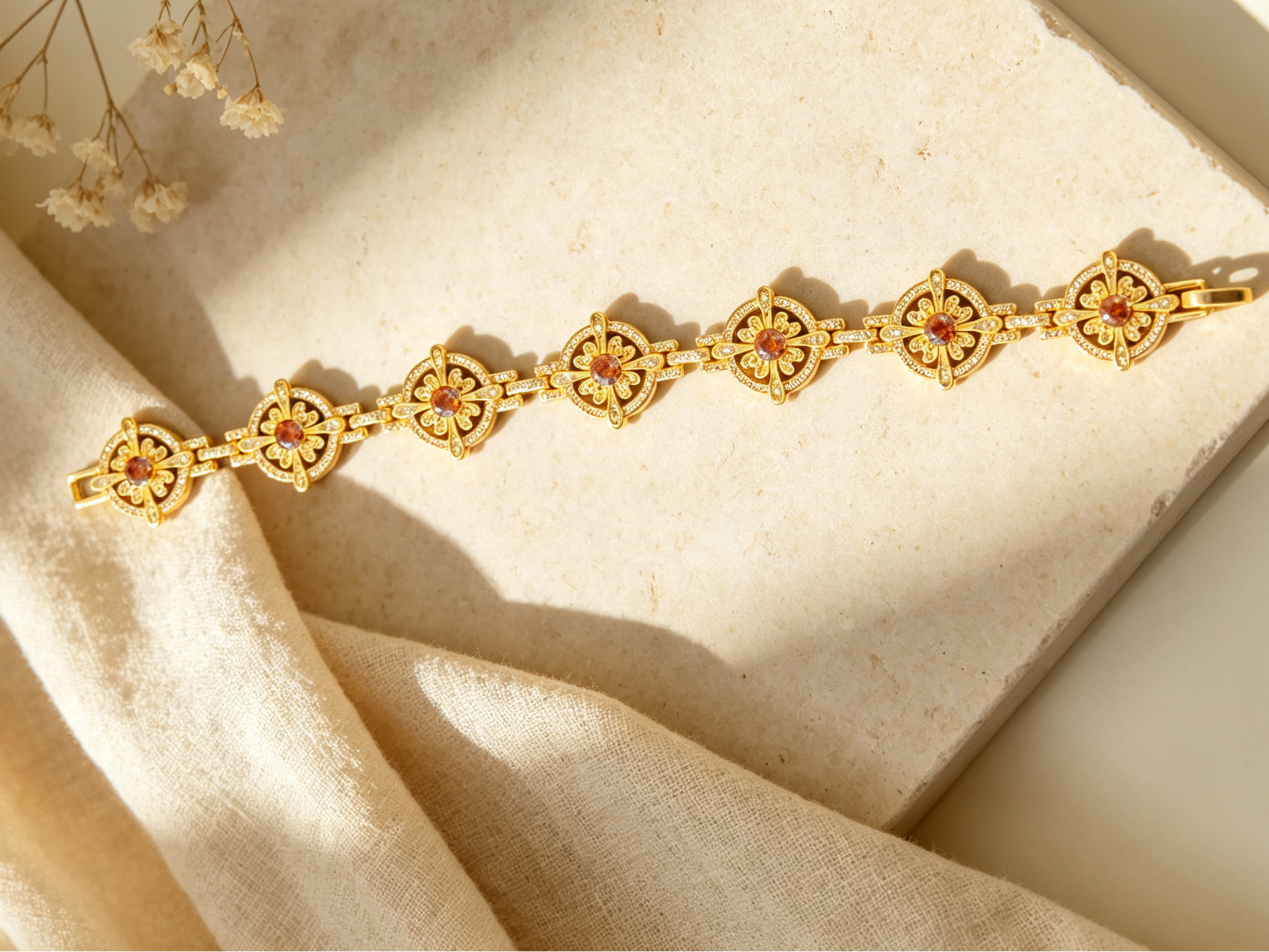 Golden Compass Floral Bracelet