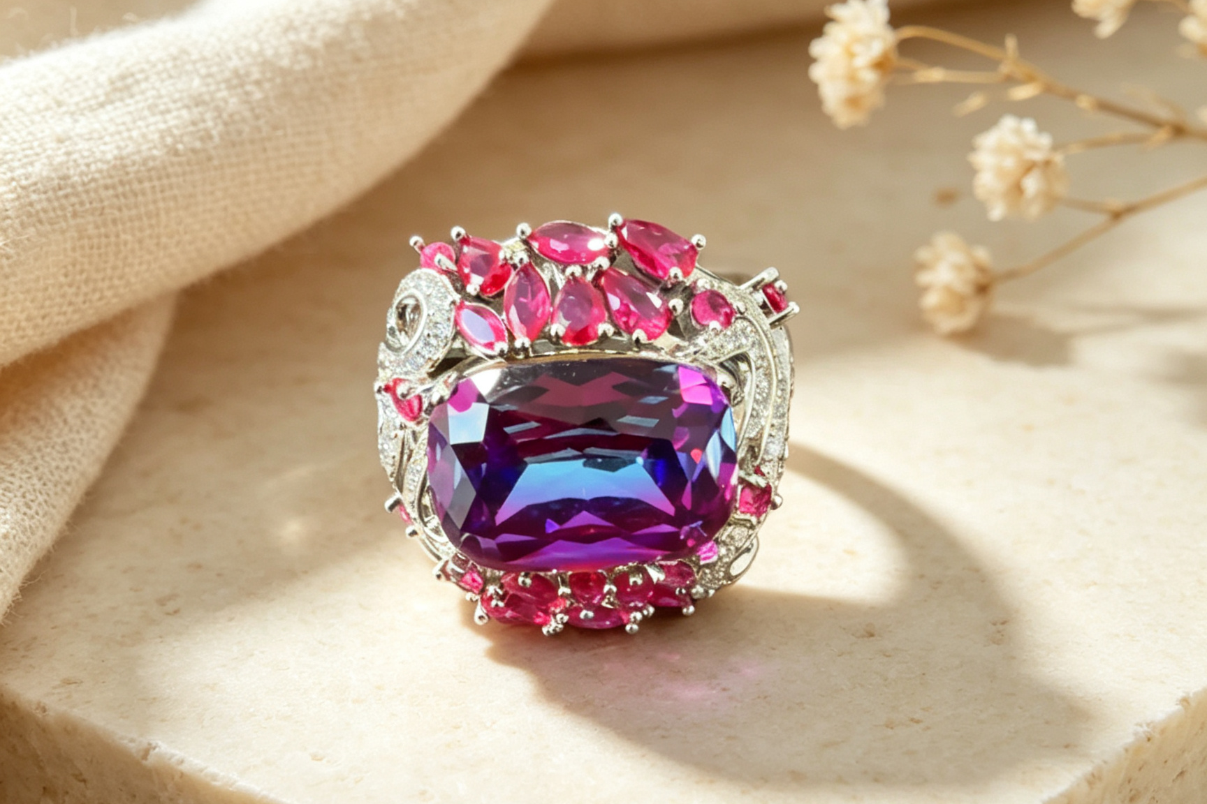 Mystic Purple-Pink Statement Ring