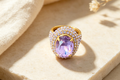 Lavender Crystal Pave Ring