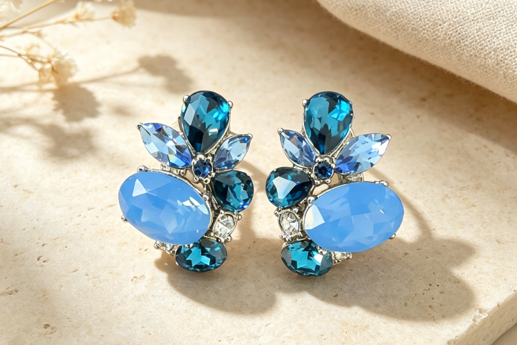 Sky Blue Cluster Earrings