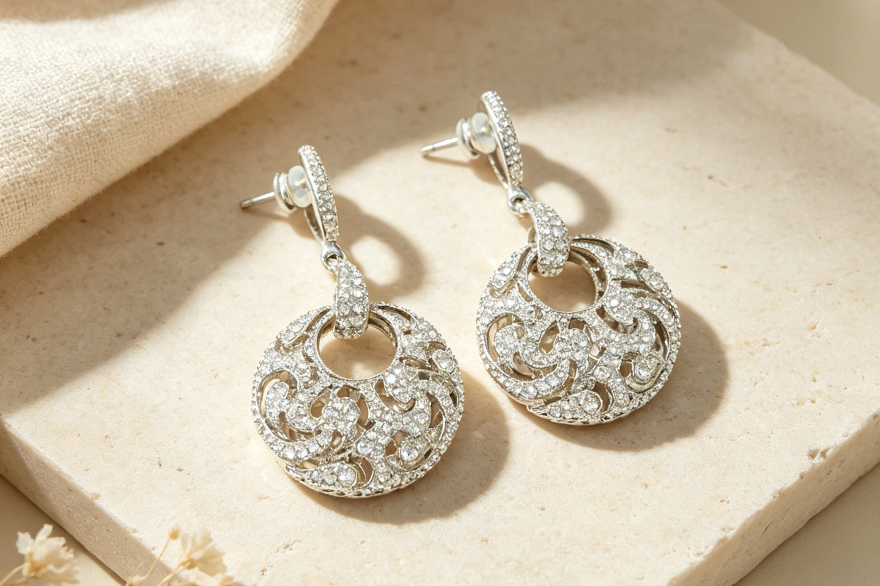 Filigree Crystal Sphere Earring