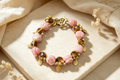 Pink Rose & Tiger's Eye Bracelet
