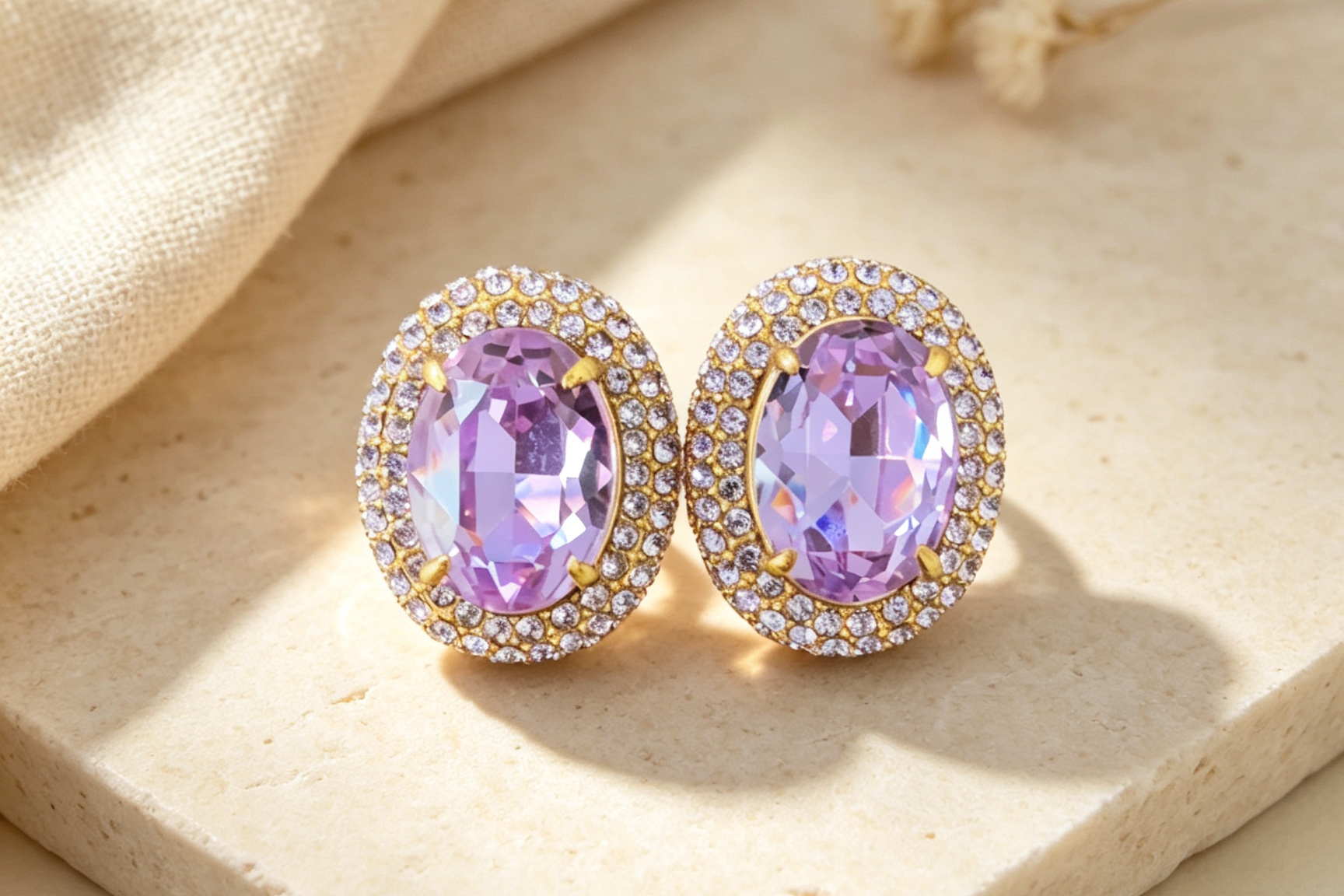 Lavender Halo Stud Earrings